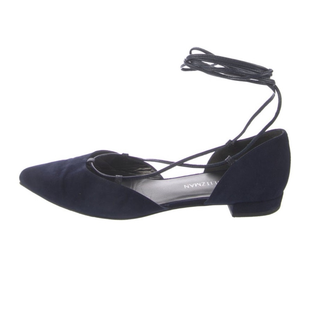 Stuart Weitzman Suede D’Orsay Lace Up Flats